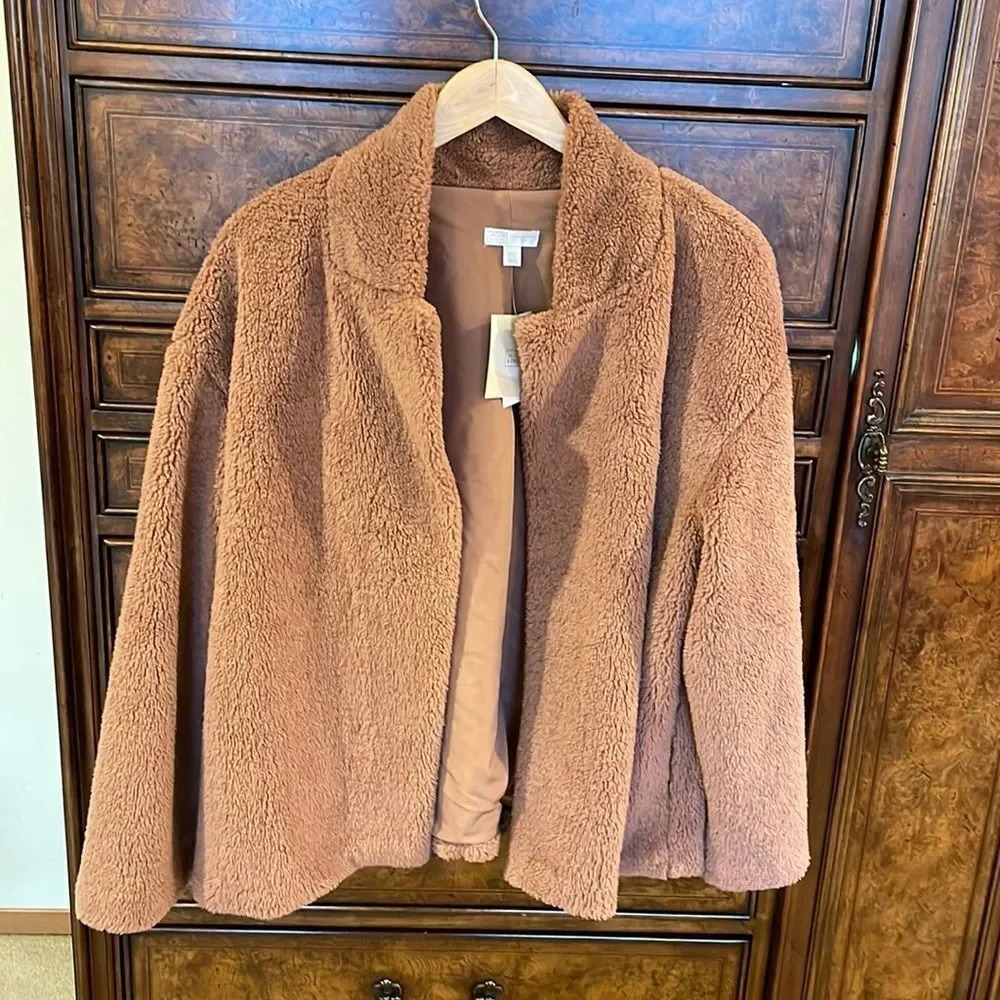 NWT 14th and Union dusty rose fuzzy sherpa woman’s jacket